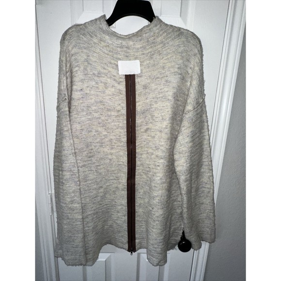 Mystree Anthropologie Long Sleeve Pullover Sweater Tunic White Grey Small S - Picture 2 of 7
